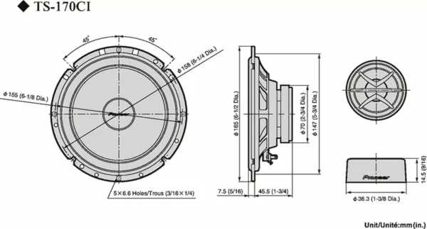 Pioneer TS-170CI 16,5cm 2-Wege Kompo Lautsprechersystem Auto-Lautsprecher (Pioneer TS-170CI - 16,5cm 2-Wege Kompo Lautsprechersystem) – Bild 4