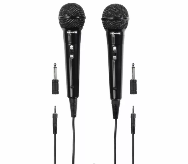 Thomson Mikrofon Dynamisches Mikrofon, Karaoke, 3m Kabellänge, 2er Set (Packung)