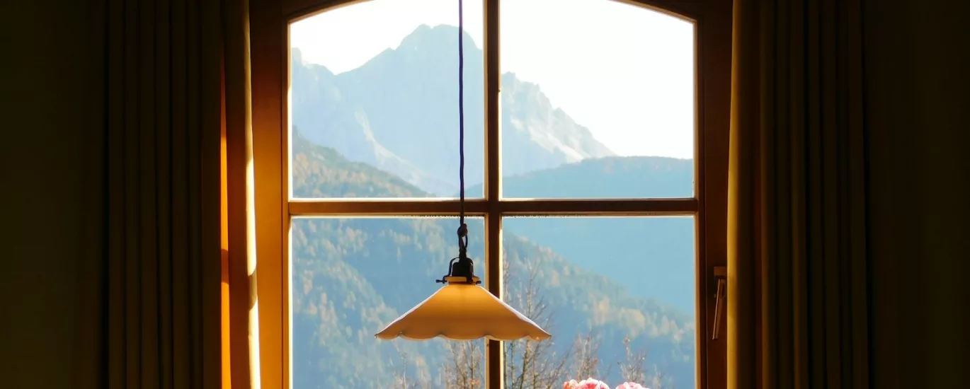pendant lamp in front of window