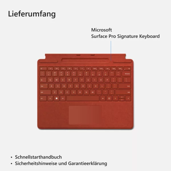 Microsoft Tastatur »Surface Pro Signature Keyboard 8X6-00025«, Tastatur mit Touchpad, Type Cover Ortler rot – Bild 3