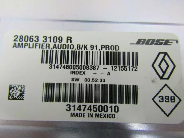 Audio Verstärker BOSE Laguna III Estate (KT) Combi 5-drs 1.5 dCi 110 (K9K-780) 2012 (280633109R)