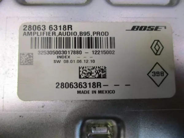 Audio-Verstärker RENAULT MEGANE III SCHRÄGHECK (BZ0/1) 1.5 DCI BOSE,280636318R 81 KW