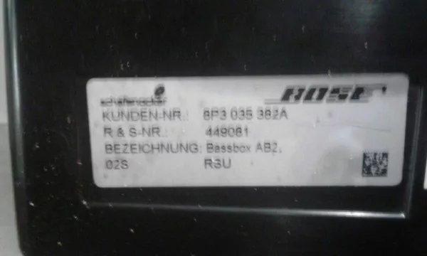 Subwoofer bose A3 (8P1) Hatchback 3-drs 2.0 16V FSI (AXW) 2003 (8P3035382A, 8P3035382C)
