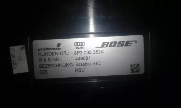 Subwoofer bose A3 (8P1) Hatchback 3-drs 2.0 16V FSI (AXW) 2003 (8P3035382A, 449081)