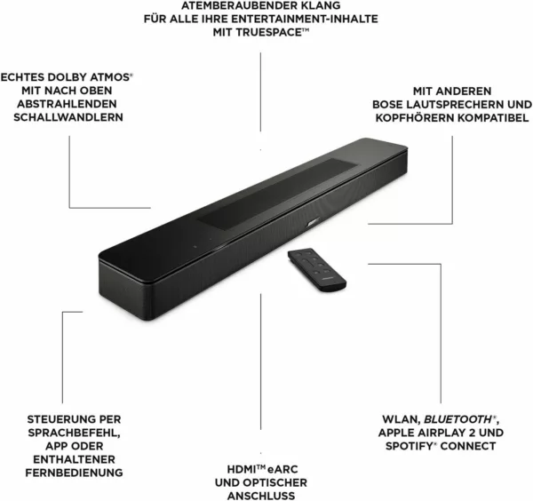 Bose Set: Smart Soundbar+Bass 500+Rear Speaker Soundbar Stereo (Bluetooth, WLAN) – Bild 3
