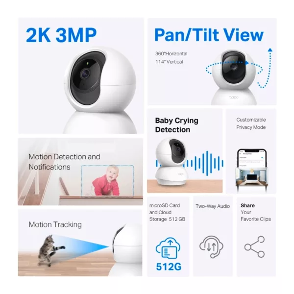 TP-Link Indoor Kamera »Tapo TC71 Pan/Tilt Home Security WiFi«, Innenbereich – Bild 4