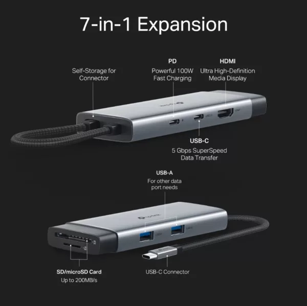 TP-Link Laptop-Dockingstation »UH7020C USB Type-C 7-in-1 Hub« – Bild 3
