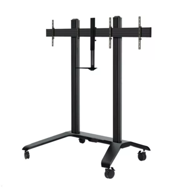B-Tech BT8516/B Mobiler Monitorst?nder f?r 2 Bildschirme bis 65 Zoll, schwarz