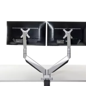 BakkerElkhuizen Dual Monitor Tischhalterung Klemme bis 27 Zoll, silber