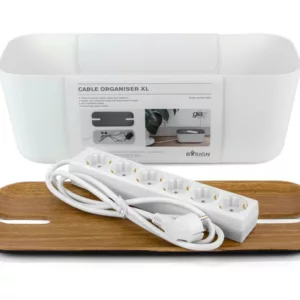 Bosign Kabelbox XL Organiser mit 6-fach Steckdosenleiste, Holzoptik
