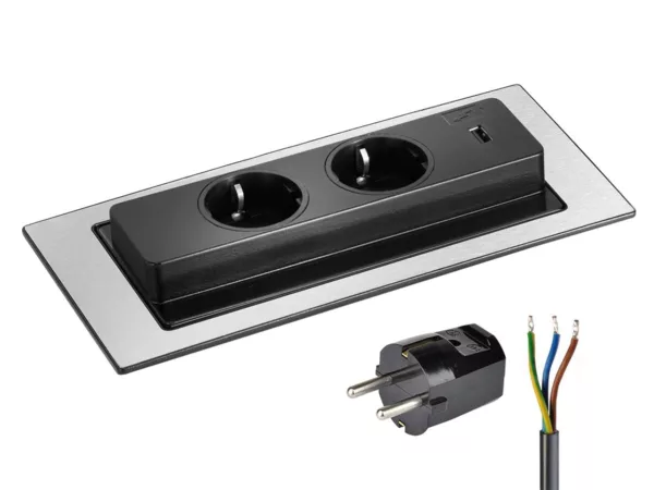 EVOLine BackFlip Cuisine 2x Steckdose mit USB-Charger
