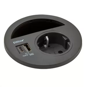 EVOline Circle80 Einbausteckdose mit USB-Charger A/C, schwarz