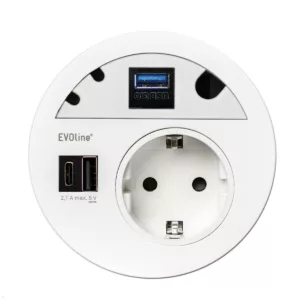 EVOline Circle80 Einbausteckdose mit USB-Doppelcharger A/C, Blende USB 3.0, wei?