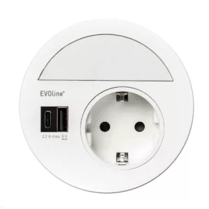 EVOline Circle80 Einbausteckdose mit USB-Doppelcharger A/C, Blende, wei?