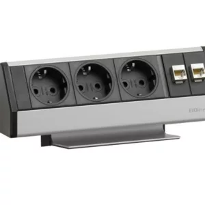 EVOline Dock Data Tischanschlussfeld 3-fach Steckdose mit QuickLock, silber