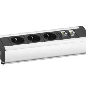 EVOline FrameDock DATA Tischanschlussfeld 3-fach Steckdose 2x CAT6, silber