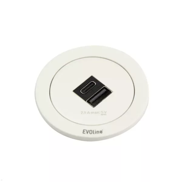 EVOline One Einbausteckdose mit USB-Charger A/C, wei?