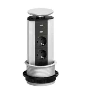 EVOline Port 2x Steckdose 2-fach USB-Charger, silber