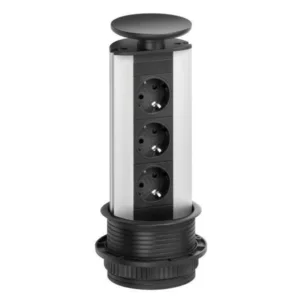 EVOline Port 3-fach versenkbare Steckdose, silber/schwarz