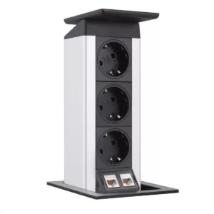 EVOline Port Push DATA 3-fach Einbausteckdose, 2x CAT6, schwarz, silber/Edelstah...