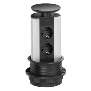 EVOline Port 2-fach versenkbare Steckdose, silber/schwarz