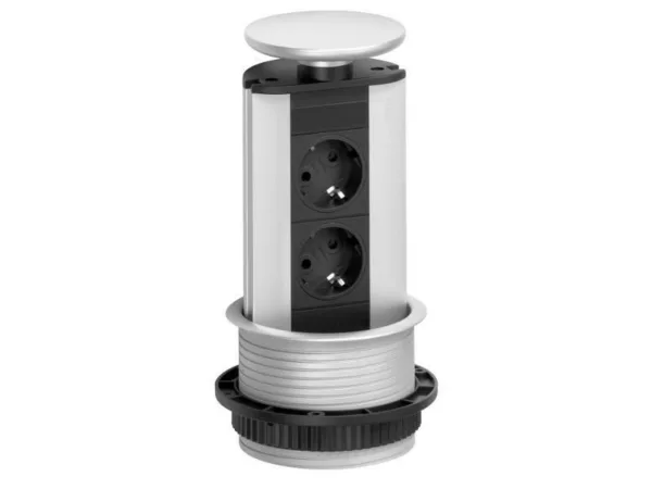 EVOline Port 2-fach versenkbare Steckdose, silber