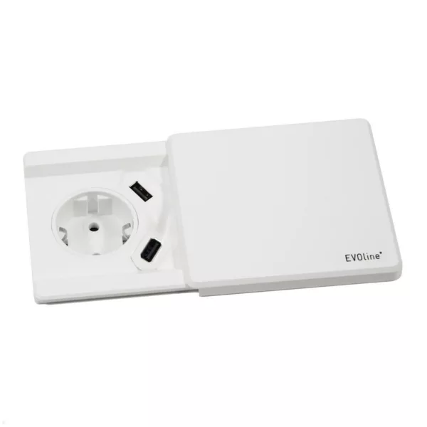 EVOline Square80 Einbausteckdose mit USB-Charger A/A, wei?