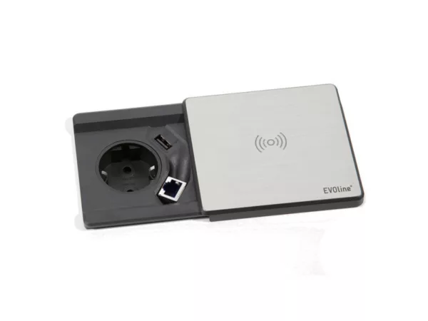 EVOline Square80 mit Qi-Ladefunktion mit CAT6 Buchse Edelstahl