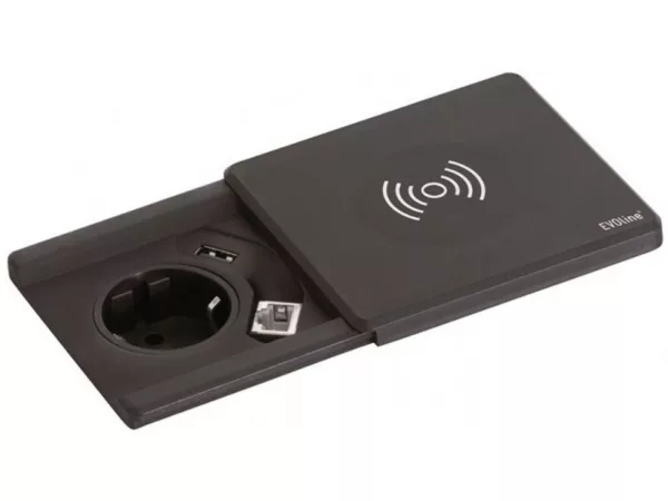 EVOline Square80 mit Qi-Ladefunktion mit CAT6 Buchse schwarz