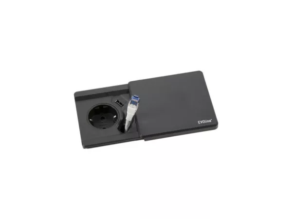 EVOline Square80 ohne Qi-Ladefunktion mit CAT6 Patchkabel schwarz