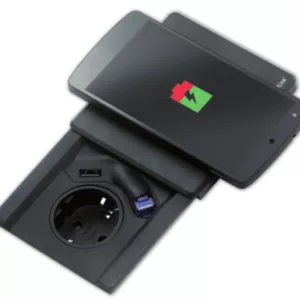 EVOline Square80 mit Qi-Ladefunktion mit CAT6 Patchkabel schwarz