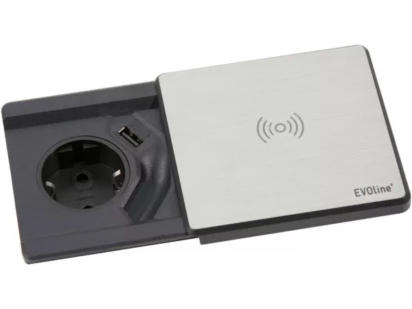 EVOline Square80 mit Qi-Ladefunktion ohne Datenanschluss Edelstahl