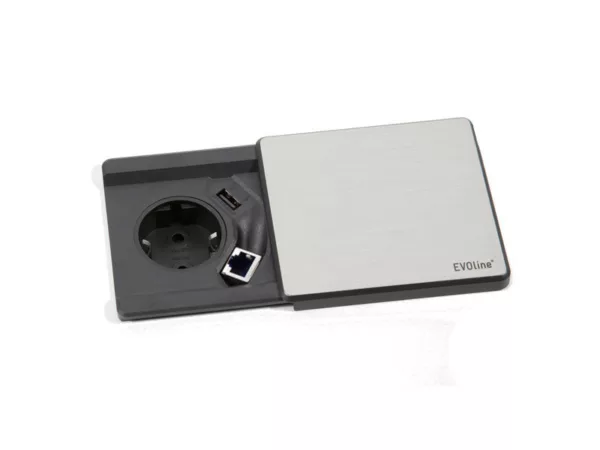 EVOline Square80 ohne Qi-Ladefunktion mit CAT6 Buchse Edelstahl