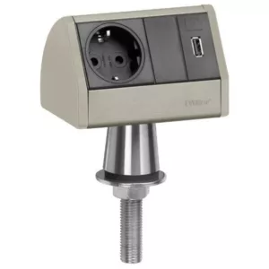 EVOline T-Dock 1x Steckdose auf Edelstahlfu? mit USB-Charger, alanox