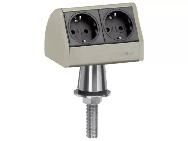 EVOline T-Dock 2x Steckdose auf Edelstahlfu?, alanox