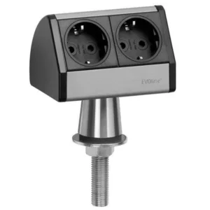 EVOline T-Dock 2x Steckdose auf Edelstahlfu?, schwarz