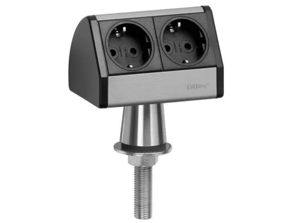 EVOline T-Dock 2x Steckdose auf Edelstahlfu?, schwarz