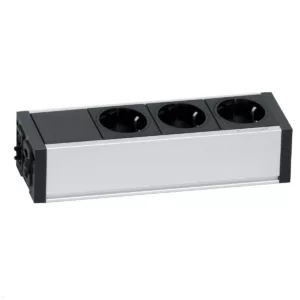 EVOline U-Dock small 3-fach Steckdosenleiste mit Befestigungswinkel, silber