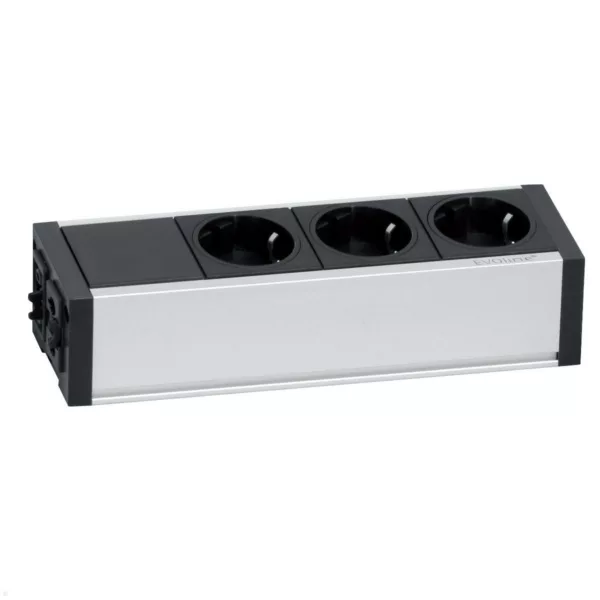 EVOline U-Dock small 3-fach Steckdosenleiste mit Befestigungswinkel, silber