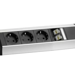 EVOline V-Dock Data small Tischanschlussfeld 3-fach Steckdose, silber