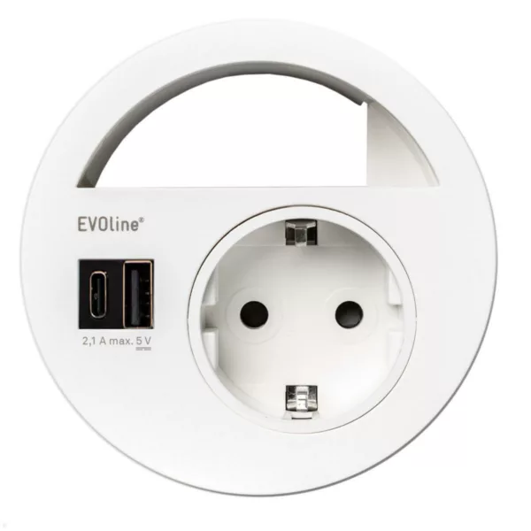 EVOline Circle80 Einbausteckdose mit USB-Charger A/C, wei?