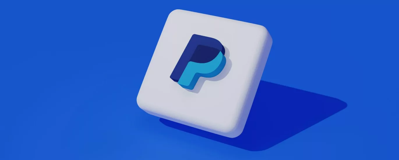 a white square with a blue p on it