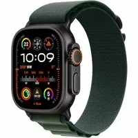 Apple Watch Ultra 2 LTE 49mm schwarzes Titan Gehäuse mit dunkelgrünem Alpin Armband – M
