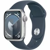 Apple Watch Series 9 GPS 41mm Aluminium silber Sportarmband sturmblau M/L