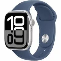 Apple Watch Series 10 GPS 42mm Aluminium Silber Sportarmband Denim – S/M