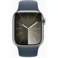 Apple Watch Series 9 GPS + Cellular 41mm Edelstahl silber Sportarmband sturmblau M/L
