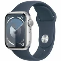 Apple Watch Series 9 GPS 41mm Aluminium silber Sportarmband sturmblau S/M