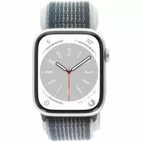 Apple Watch Series 8 GPS + Cellular 45mm Aluminium silber Sport Loop Sturmblau