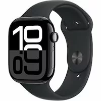 Apple Watch Series 10 GPS 46mm Aluminium Diamantschwarz Sportarmband Schwarz – S/M