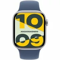 Apple Watch Series 10 GPS + Cellular 46mm Aluminium silber Sportarmband denim S/M